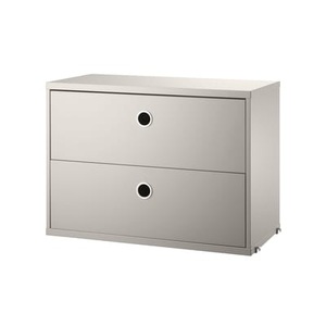 String Furniture, String® System Kiste / 2 Schubladen - L 58 x T 30 cm - String Furniture beige en holz, Kiste String® System holz beige / 2 Schubladen - L 58 x T 30 cm - String Furniture beige en holz