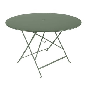 Fermob, Bistro Klapptisch / Ø 117 cm - mit Sonnenschirmloch - Fermob grün en metall, Klapptisch Bistro metall grün / Ø 117 cm - mit Sonnenschirmloch - Fermob grün en metall