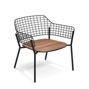 Emu, Lyze Lounge Sessel / Sitzfläche Teakholz - Emu schwarz/holz natur en metall/holz, Lounge Sessel Lyze metall schwarz holz natur / Sitzfläche Teakholz - Emu holz natur en holz