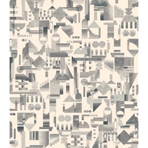 Petite Friture, Utopia Ascending Tapete / 1 Bahn - B 52 cm - Petite Friture beige en papierfaser, Tapete Utopia Ascending papierfaser beige / 1 Bahn - B 52 cm - Petite Friture beige en papierfaser