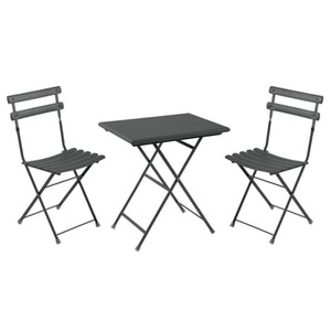Emu, Arc en Ciel Tisch und Sitzgarnitur Set aus 2 Stühlen + 1 Tisch (70 x 50 cm) - Emu braun en metall, Tisch und Sitzgarnitur Arc en Ciel metall braun Set aus 2 Stühlen + 1 Tisch (70 x 50 cm) - Emu braun en metall