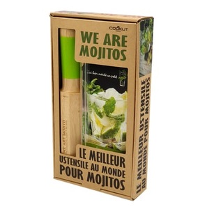 Cookut, We Are Mojitos Mojito-Set / 4-in-1-Stößel + Rezeptheft + 2 Strohhalme aus Glas - Cookut holz natur en glas/holz, Mojito-Set We Are Mojitos glas holz natur / 4-in-1-Stößel + Rezeptheft + 2 Strohhalme aus Glas - Cookut holz natur en holz