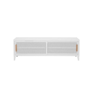 Tolix, B2 Bas Perforé TV Möbel / 120 x H 51 cm - Griffe aus Eiche - Tolix weiß en metall, TV Möbel B2 Bas Perforé metall weiß / 120 x H 51 cm - Griffe aus Eiche - Tolix weiß en metall