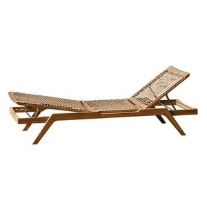Unopiu, Synthesis Sonnenliege / Teakholz & Bespannung - Verstellbar - Unopiu beige/holz natur en holz, Schrägstellbarer Liegestuhl Synthesis holz natur / Teakholz & Bespannung - Verstellbar - Unopiu holz natur en holz