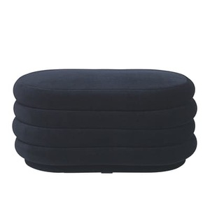 ferm living, Turn Sofa / L 200 cm - 3-Sitzer - Ferm Living grün en textil, Sitzkissen Oval Medium textil blau / 90 x 42 cm - Velours - Ferm Living blau en textil