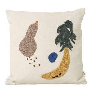 Ferm Living KIDS, Ferm Living KIDS-Fruiticana Banana Kissen 40x40cm, Kissen Banane textil bunt / mit Stickapplikationen - 40 x 40 cm - Ferm Living bunt en textil