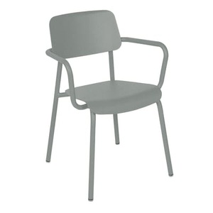 Fermob, Studie Stapelbarer Stuhl / Gepolsterte Sitzfläche - Fermob en, Stapelbarer Sessel Studie metall grau / Gepolsterte Sitzfläche - Fermob en