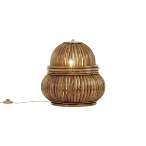 GUBI, Bohemian ?72 Bodenleuchte / Neuauflage des Originalmodells aus dem Jahr 1972 - Gubi beige/holz natur en faser, GUBI Tischleuchte Bohemian 72, Rattan, Höhe 45 cm
