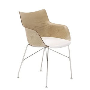 KARTELL, Kartell - Sessel Q/Wood Verchromt, Weiss & Helles Eschenholz - 04914cc, Sessel Q/Wood holz natur / Geformtes Holz - Kartell holz natur en holz