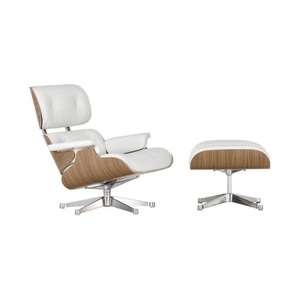 Vitra, Set Sessel & Fußstütze Lounge Chair & Ottoman leder weiß / Eames, 1956 - Vitra weiß en leder, Set Sessel & Fußstütze Lounge Chair & Ottoman leder weiß / Eames, 1956 - Vitra weiß en leder
