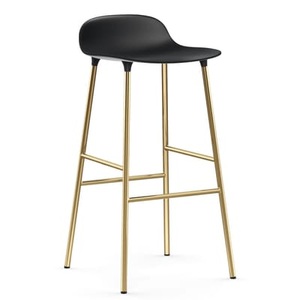 Normann Copenhagen, Normann Copenhagen Form Barhocker, Barhocker Form metall plastikmaterial schwarz gold / H 75 cm - Stuhlbeine Messing - Normann Copenhagen gold en plastikmaterial