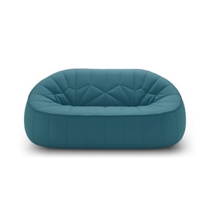 Cinna, Ottoman Gartensofa 2-Sitzer / Kunstleder - L 165 cm - Cinna blau en leder, Gartensofa 2-Sitzer Ottoman leder blau / Kunstleder - L 165 cm - Cinna blau en leder