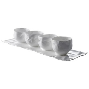 Driade, Geschirr-Set Adelaïde XIII keramik weiß 1 Teller mit 4 Schalen - Driade weiß en keramik, Geschirr-Set Adelaïde XIII keramik weiß 1 Teller mit 4 Schalen - Driade weiß en keramik