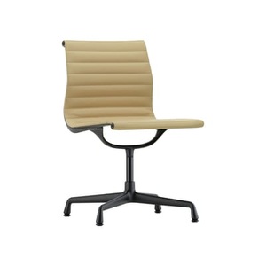 Vitra, Bürostuhl Aluminium Chair EA101 leder braun / Eames, 1958 - NICHT drehbar - Vitra braun en leder, Bürostuhl Aluminium Chair EA101 leder braun / Eames, 1958 - NICHT drehbar - Vitra braun en leder