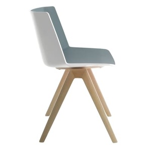 MDF Italia, Stuhl Aïku plastikmaterial weiß blau holz natur / Stuhlbeine aus Eiche - MDF Italia weiß en plastikmaterial, Stuhl Aïku plastikmaterial weiß blau holz natur / Stuhlbeine aus Eiche - MDF Italia holz natur en holz