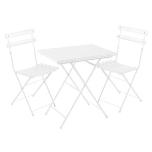 Emu, Arc en Ciel Tisch und Sitzgarnitur Set aus 2 Stühlen + 1 Tisch (70 x 50 cm) - Emu weiß en metall, Tisch und Sitzgarnitur Arc en Ciel metall weiß Set aus 2 Stühlen + 1 Tisch (70 x 50 cm) - Emu weiß en metall