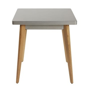Tolix, 55 quadratischer Tisch / 70 x 70 cm - Metall & Füße aus Holz - Tolix grau/holz natur en metall/holz, quadratischer Tisch 55 metall grau / 70 x 70 cm - Metall & Füße aus Holz - Tolix grau en metall