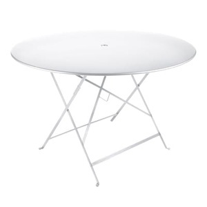 Fermob, Bistro Klapptisch / Ø 117 cm - 6/8 personnes - Trou parasol - Fermob weiß en metall, Klapptisch Bistro metall weiß / Ø 117 cm - 6/8 Personen - Sonnenschirmloch - Fermob weiß en metall