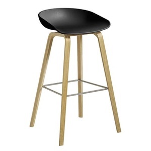 Hay, About a ECO AAS32 Barhocker / H 74 cm - Recycling-Kunststoff / EU Ecolabel - Hay schwarz en plastikmaterial, Barhocker About a ECO AAS 32 plastikmaterial holz schwarz / H 74 cm - Recycling-Kunststoff / EU Ecolabel - Hay schwarz en holz