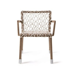 Ethimo, Rafael Sessel / Abgebeiztes Teakholz & Seilgeflecht - Ethimo weiß/grau/holz natur en textil/holz, Sessel Rafael textil weiß grau holz natur / Abgebeiztes Teakholz & Seilgeflecht - Ethimo holz natur en holz