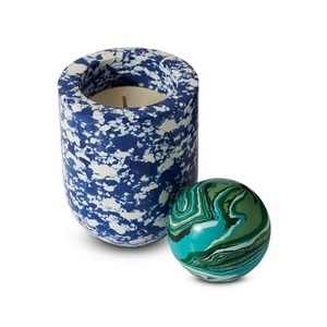 Tom Dixon, Swirl Ball Parfumierte Kerze / Verschluss-Kugel - Ø 10 x H 16 cm - Tom Dixon blau en corian, Parfumierte Kerze Swirl Ball corian blau / Verschluss-Kugel - Ø 10 x H 16 cm - Tom Dixon blau en corian