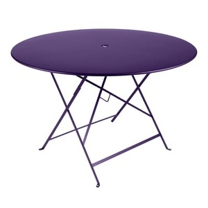 Fermob, Bistro Klapptisch / Ø 117 cm - 6/8 personnes - Trou parasol - Fermob violett en metall, Klapptisch Bistro metall violett / Ø 117 cm - 6/8 personnes - Trou parasol - Fermob violett en metall