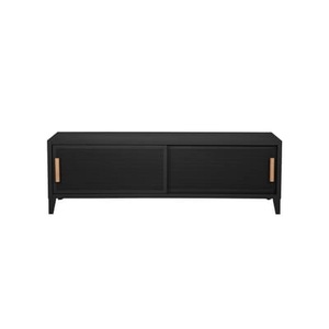Tolix, B2 Bas Perforé TV Möbel / 120 x H 51 cm - Griffe aus Eiche - Tolix schwarz en metall, TV Möbel B2 Bas Perforé metall schwarz / 120 x H 51 cm - Griffe aus Eiche - Tolix schwarz en metall