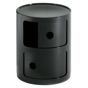 KARTELL, Kartell-Componibii Aufbewahrung 2-Fach, Schwarz, KARTELL - Beistelltisch COMPONIBILI - / schwarz - Kunststoff - 32/32/40 cm