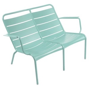 Fermob, Luxembourg Duo Bank mit Rückenlehne / 2-Sitzer - L 119 cm - Fermob blau en metall, Bank mit Rückenlehne Luxembourg Duo metall blau / 2-Sitzer - L 119 cm - Fermob blau en metall