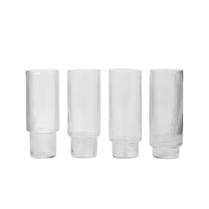 ferm living, ferm living Ripple Longdrink Glas 4er-Set, ferm LIVING Longdrinkglas Ripple, klar, 300 ml, Glas, 4er