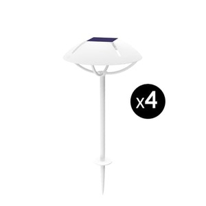 Maiori, Parabole LED Solarlampe / zum Einstecken in die Erde / 4er-Set - Maiori weiß en metall, Outdoor-Solarlampe Parabole LED metall weiß / zum Einstecken in die Erde / 4er-Set - Maiori weiß en metall