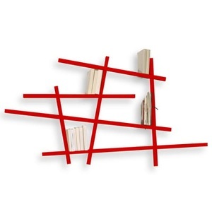 Compagnie, Mikado Small Bücherregal farbig - kleines Modell - Compagnie rot en holz, Bücherregal Mikado Small holz rot farbig - kleines Modell - Compagnie rot en holz