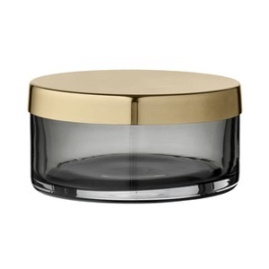 Aytm, AYTM-Tota Dose Small, Schwarz/ Messing, Schachtel Tota Small glas grau gold metall / zylinderförmig - Ø 9 cm x H 4,5 cm - AYTM metall en glas