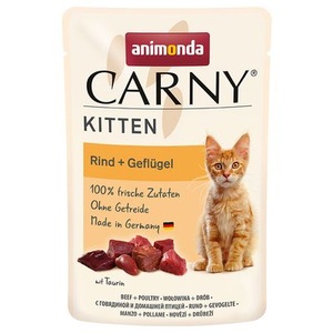 Animonda Carny, Animonda Carny Kitten Pouch 12 x 85 g - Rind, Kalb & Huhn, Animonda Carny Kitten Rind, Kalb und Huhn, Nassfutter für Katzen (85g)