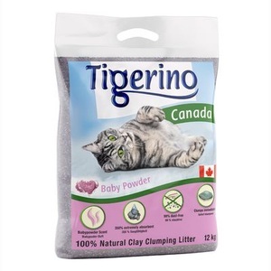 Tigerino, Sparpaket: 2 x 12 kg Tigerino Canada Katzenstreu - Babypuderduft, Tigerino Premium Katzenstreu ? Babypuderduft - 12 kg