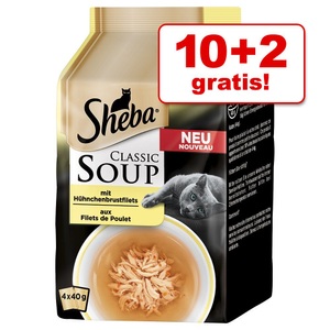 Sheba, Multipack Sheba Classic Soup Frischebeutel 4 x 40 g - Hochseefischfilets & Gemüse, 