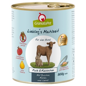 Granatapet, Sparpaket GranataPet Liebling´s Mahlzeit 24 x 800 g - Fasan & Geflügel mit Spinat, Tomaten und Leinöl, GranataPet Liebling's Mahlzeit 6 x 800 g - Fasan & Geflügel