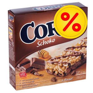 Corny, Corny Schoko Müsliriegel - 1 Packung à 6 x 25 g, Corny Müsliriegel Schokolade 6 Stück à 25 g