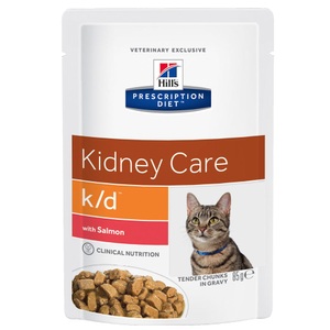 Hill´s Prescription Diet, Sparpaket Hill´s Prescription Diet Feline Pouch 48 x 85 g - Feline k/d Lachs - Nierenerkrankung, Hill?s Prescription Diet k/d Kidney Care mit Lachs - 12 x 85 g