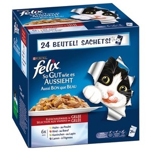Felix, Felix ´´So gut wie es aussieht´´ in Gelee 24 x 100 g - Köstliche Fleischauswahl, 
