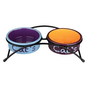 Trixie, Trixie Keramik-Napf-Set Eat on Feet - 2 x 300 ml / Ø 12 cm, Trixie Keramik-Napf-Set Eat on Feet - 2 x 300 ml, Ø 12 cm (hellgrau/altrosa/hellblau)