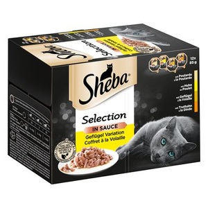 Sheba, Sheba Katzen Nassfutter Tech-Mixpack - 24 x Beutel Selection in Sauce Geflügel Variation + 24 Schalen Sauce Lover, 