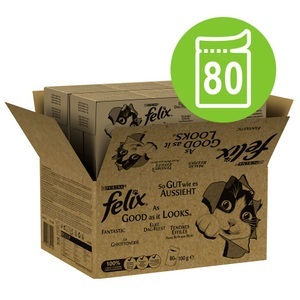 Felix, Jumbopack: 80 x 100 g Felix ´´So gut wie es aussieht´´ - Thunfisch, Lachs, Kabeljau, Seelachs, 