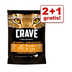 Crave, 2 + 1 gratis! 3 x 750 g Crave Katzentrockenfutter - Lachs & Weißfisch, Crave mit Lachs & Weissfisch - 750 g