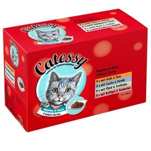 Catessy, Mixpack Catessy Häppchen in Sauce - 12 x 100 g mit 4 verschiedenen Sorten, Mixpaket Catessy Häppchen in Sauce - 12 x 100 g