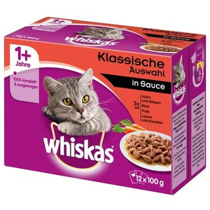 Whiskas, Megapack Whiskas Junior Frischebeutel 24 x 100 g - Klassische Auswahl in Sauce, 