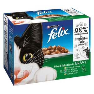 Felix, Felix Classic Pouches in Soße 12 x 100 g - Fisch & Fleisch Mix, 