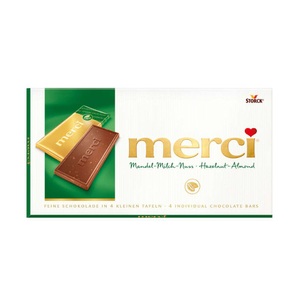 Merci, Merci Mandel-Milch-Nuss Schokolade - 100 g, Storck Tafelschokolade Merci Mandel-Milch-Nuss 100 g