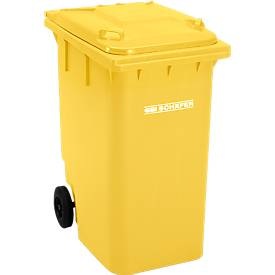 Jungheinrich PROFISHOP, Kunststoff-Mülltonne mit Rollen, 360 Liter, gelb, Kunststoff-Mülltonne mit Rollen, 360 Liter, gelb