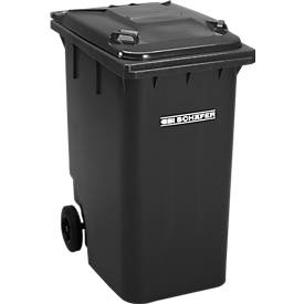 SSI Schäfer, Mülltonne GMT, 360 l, fahrbar, schwarzgrau, Kunststoff-Mülltonne mit Rollen, 360 Liter, anthrazit